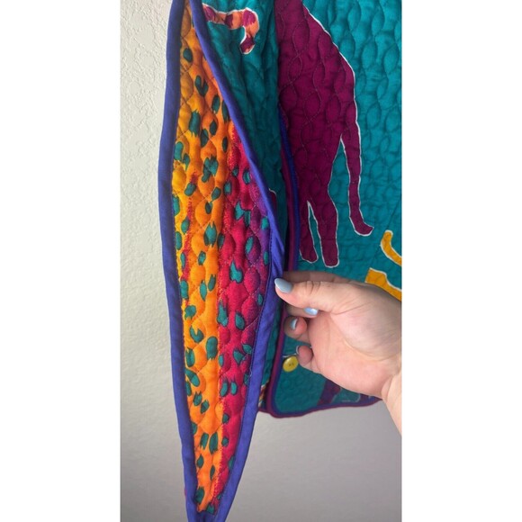 Jeanne Marc Womens Quilted Jacket Blue Multicolor Size S 8/10 Long Sleeve - Picture 4 of 6